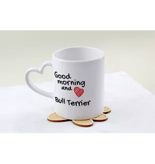 Bull Terrier, Bullterrier - Tasse mit Hund, entzückende Tasse mit herzförmigem Henkel, universelles Geschenk der Marke Art-Dog