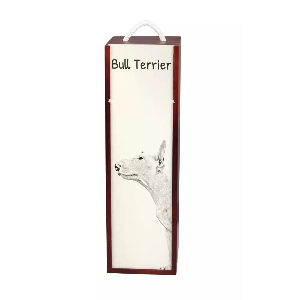 Bull Terrier, Bullterrier - Weinbox mit Hund, Alkoholbox mit Grafik, personalisierte Geschenkbox der Marke Art-Dog