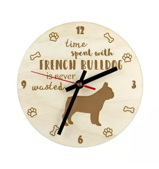 French Bulldog, Frenchie - clock with a dog, wooden clock, wall clock for dog lovers, clock for desk and shelf, Art-Dog