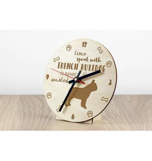 French Bulldog, Frenchie - clock with a dog, wooden clock, wall clock for dog lovers, clock for desk and shelf, Art-Dog