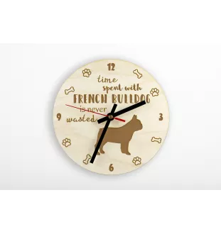 French Bulldog, Frenchie - clock with a dog, wooden clock, wall clock for dog lovers, clock for desk and shelf, Art-Dog