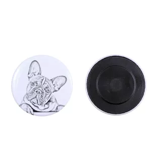 Französische Bulldogge Magnet mit einem Hundepfotenabdruck, außergewöhnlich leicht, starker Magnet, handgefertigtes Produkt der Marke Art-Dog