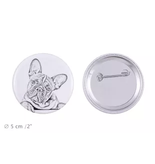 Französische Bulldogge - Anstecknadel mit Ihrem Hund, fügen Sie Ihr eigenes Foto hinzu, Marke Art-Dog