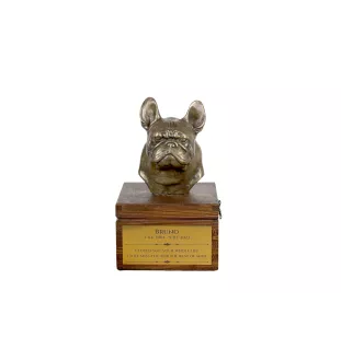 French Bulldog, Frenchie I - urn for dog ashes with a statuette, small urn for a dog, personalized urn with a bust of a dog by Art-Dog brand
