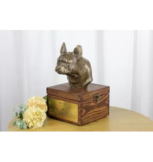 French Bulldog, Frenchie I - urn for dog ashes with a statuette, small urn for a dog, personalized urn with a bust of a dog by Art-Dog brand