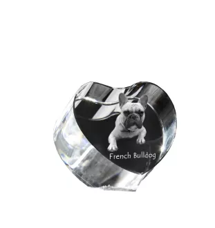 Französische Bulldogge - Hundebild im Kristall, Kristallherz, einzigartiger Bilderrahmen der Marke Art-Dog