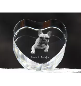 Bouledogue français - une photo de chien dans un cristal, un cœur en cristal, un cadre photo exceptionnel de la marque Art-Dog