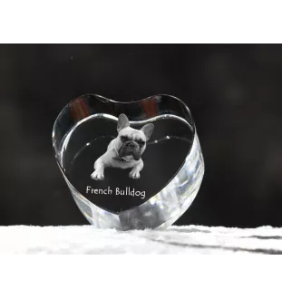 Bouledogue français - une photo de chien dans un cristal, un cœur en cristal, un cadre photo exceptionnel de la marque Art-Dog