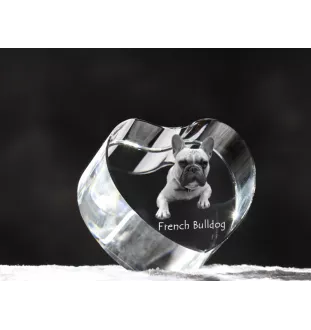 French Bulldog, Frenchie - a photo of a dog in crystal, crystal heart, unique photo frame from the Art-Dog brand