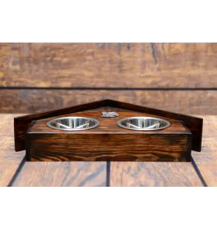 Bouledogue français I - support en bois avec des bols pour chien, bols pour chien décoratifs, cadeau pour l'adoption d'un chien de la marque Art-Dog