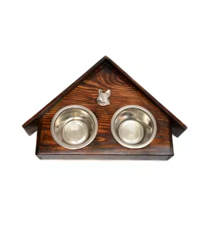 Bouledogue français II - support en bois avec des bols pour chien, bols pour chien décoratifs, cadeau pour l'adoption d'un chien de la marque Art-Dog