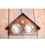 French Bulldog, Frenchie II - wooden stand with bowls for a dog, decorative dog bowls, a gift for adopting a dog from the Art-Dog brand