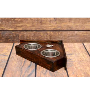 French Bulldog, Frenchie II - wooden stand with bowls for a dog, decorative dog bowls, a gift for adopting a dog from the Art-Dog brand