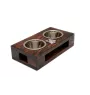 French Bulldog, Frenchie I - wooden stand with bowls for a dog, steel dog bowls, a gift for adopting a dog from the Art-Dog brand