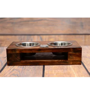 Französische Bulldogge I - Holzständer mit Näpfen für Hunde, Edelstahlnäpfe, Geschenk zur Adoption eines Hundes von der Marke Art-Dog