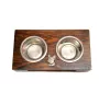 French Bulldog, Frenchie II - wooden stand with bowls for a dog, steel dog bowls, a gift for adopting a dog from the Art-Dog brand