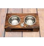 French Bulldog, Frenchie II - wooden stand with bowls for a dog, steel dog bowls, a gift for adopting a dog from the Art-Dog brand