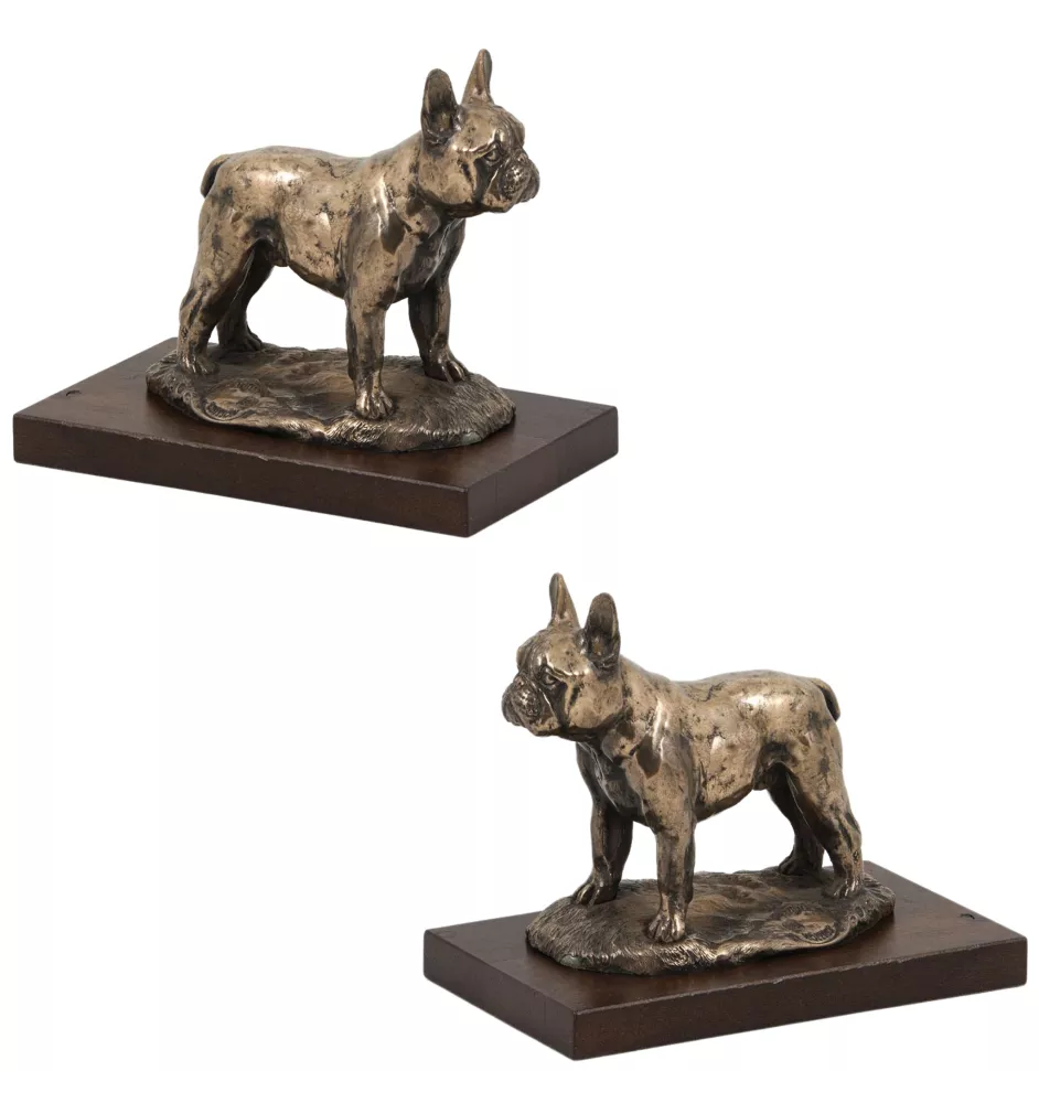 French Bulldog, Frenchie - dog figurine, figure on a white base, trophy for Art-Dog dog show exhibition