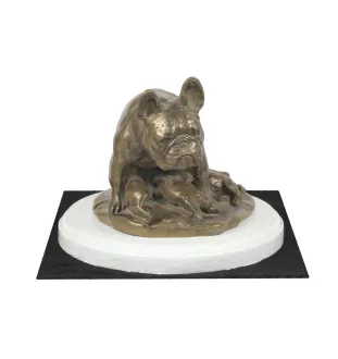 Bouledogue français I - statuette de chien, figurine sur un socle blanc, trophée pour exposition de chiens de la marque Art-Dog