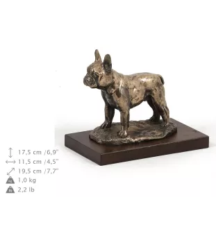 Bouledogue français - une statuette de chien, une figurine en marbre blanc, un trophée pour l'exposition de chiens de la marque Art-Dog