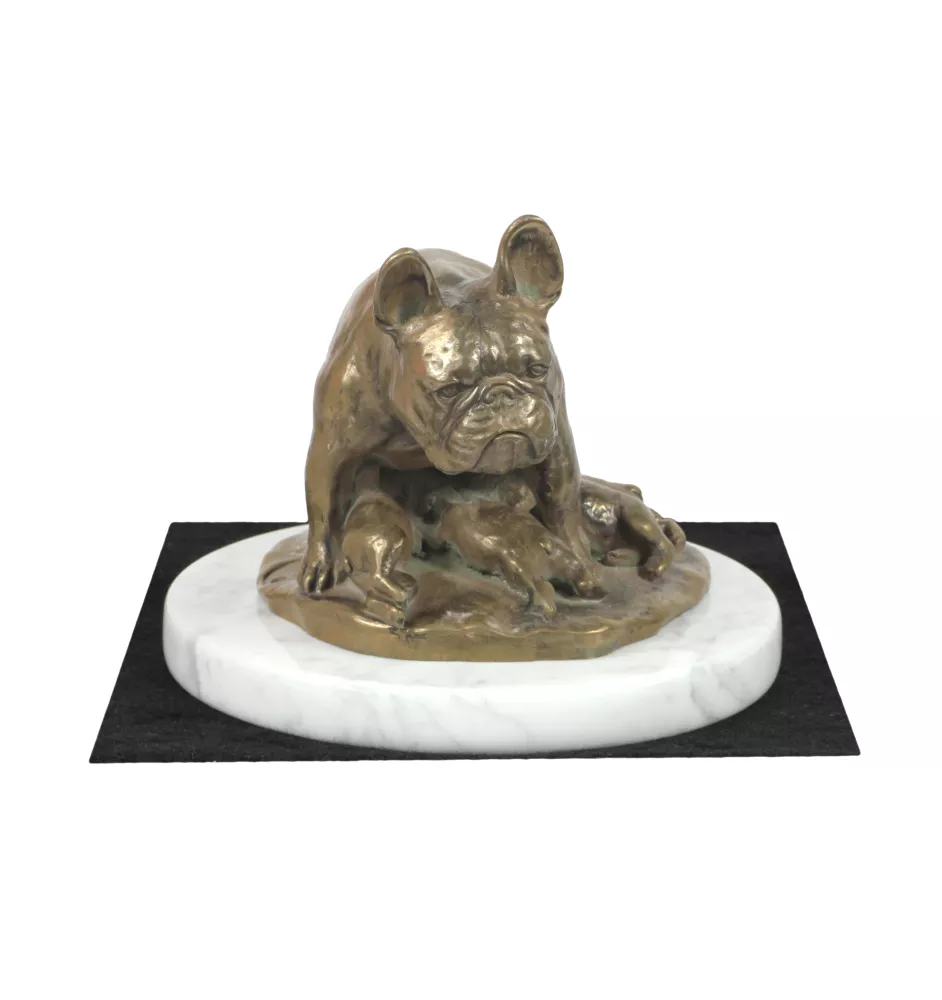 French Bulldog, Frenchie I - dog figurine, statue on white marble, trophy for Art-Dog dog show exhibition