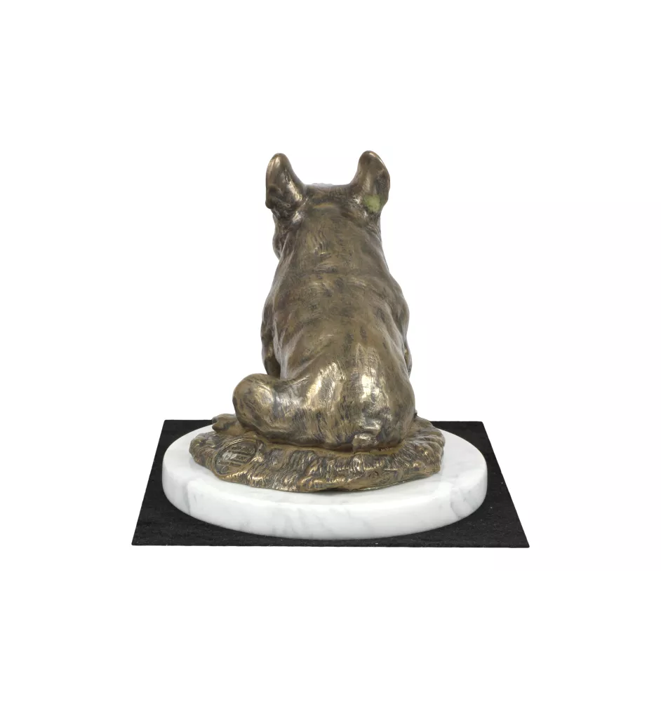 French Bulldog, Frenchie II - dog figurine, statue on white marble, trophy for Art-Dog dog show exhibition