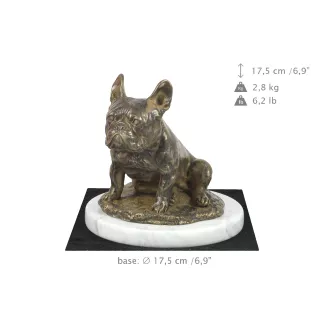 Französische Bulldogge II - Hundestatue, Figur auf weißem Marmor, Trophäe für die Art-Dog-Hundeaustellung