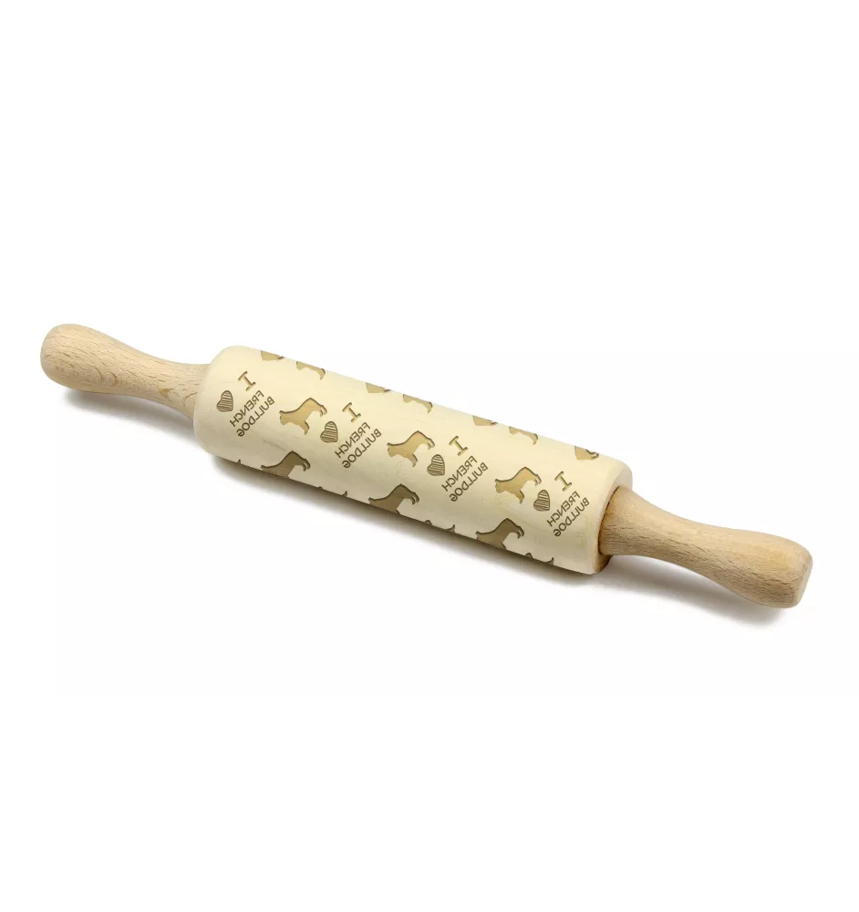 French Bulldog, Frenchie - small rolling pin with a dog, patterned dough roller, gadget for ceramicists from the Art-Dog brand