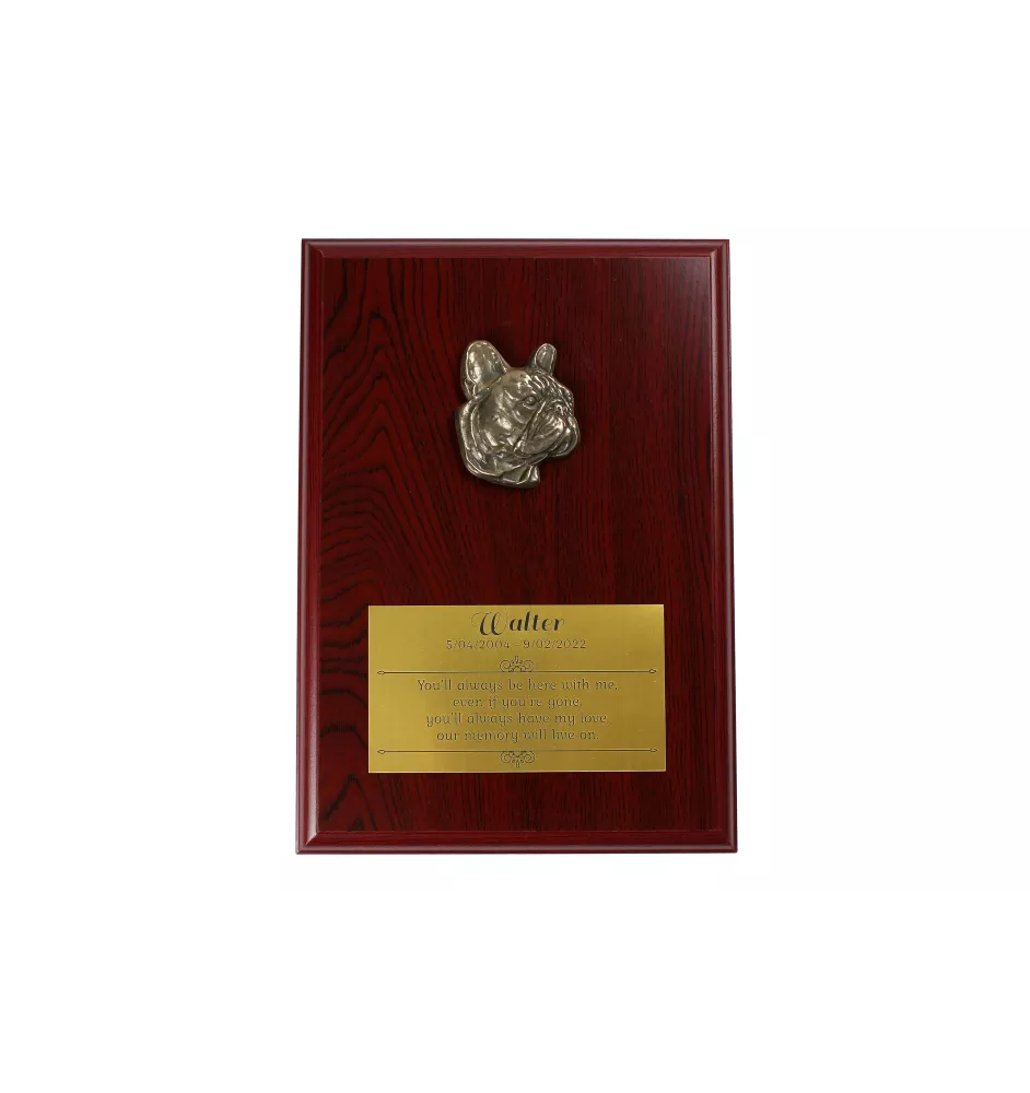 Französische Bulldogge - Flachrelief eines Hundes, kleiner Dekor, realistische Plakette mit Hund von der Marke Art-Dog