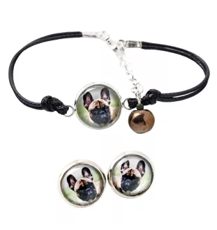 Bouledogue français - ensemble de bijoux avec votre photo, accessoire féminin, article fait main, produit fabriqué à la main avec passion pour la création de la marque Art-Dog