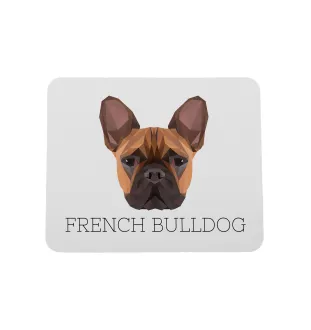 Französische Bulldogge - geometrisches Mauspad mit Bild und Aufschrift von Art-Dog