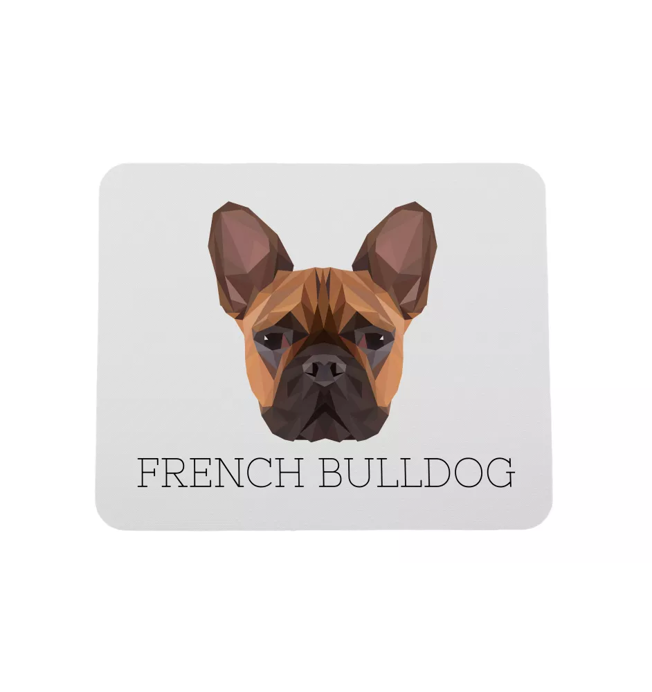 Französische Bulldogge - geometrisches Mauspad mit Bild und Aufschrift von Art-Dog