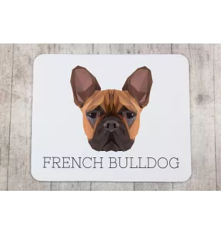 Französische Bulldogge - geometrisches Mauspad mit Bild und Aufschrift von Art-Dog