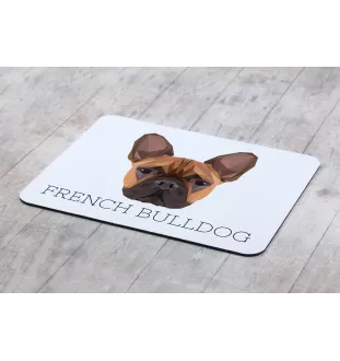 Französische Bulldogge - geometrisches Mauspad mit Bild und Aufschrift von Art-Dog