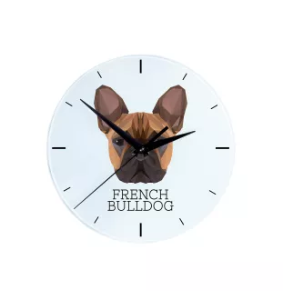 Bouledogue français - horloge murale géométrique avec photo et logo de la marque Art-Dog