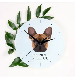 Bouledogue français - horloge murale géométrique avec photo et logo de la marque Art-Dog