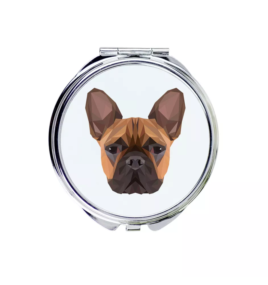 Französische Bulldogge - Spiegel mit Foto und geometrischem Aufdruck der Marke Art-Dog