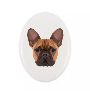 French Bulldog, Frenchie - a plate with a geometric design and the brand name Art-Dog