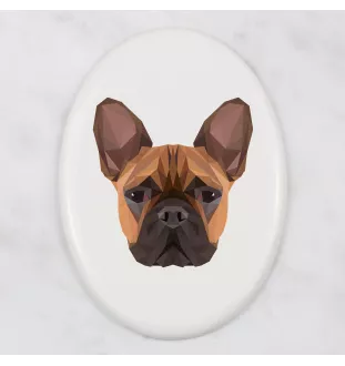 Französische Bulldogge - Fliese mit geometrischem Bild und Schriftzug der Marke Art-Dog
