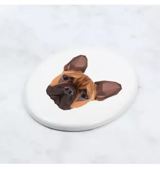 French Bulldog, Frenchie - a plate with a geometric design and the brand name Art-Dog