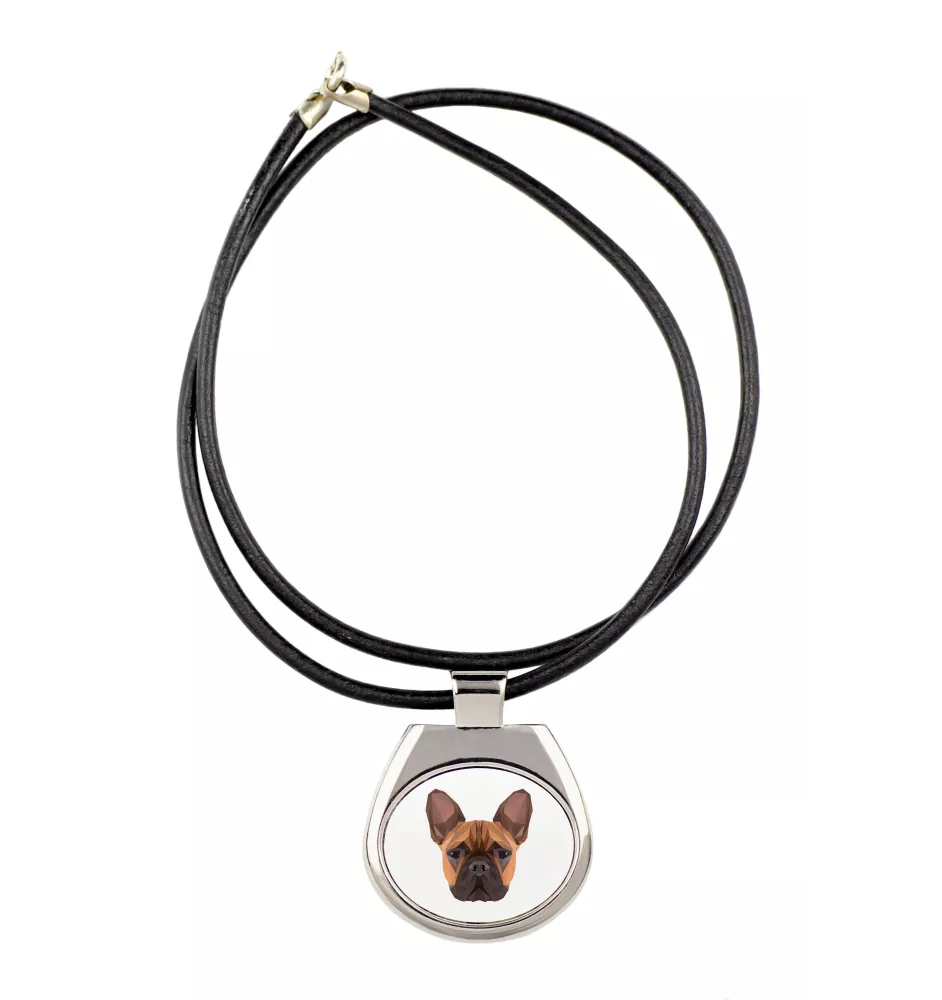 French Bulldog, Frenchie - necklace with a geometric design and the inscription "Art-Dog"