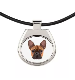French Bulldog, Frenchie - necklace with a geometric design and the inscription "Art-Dog"