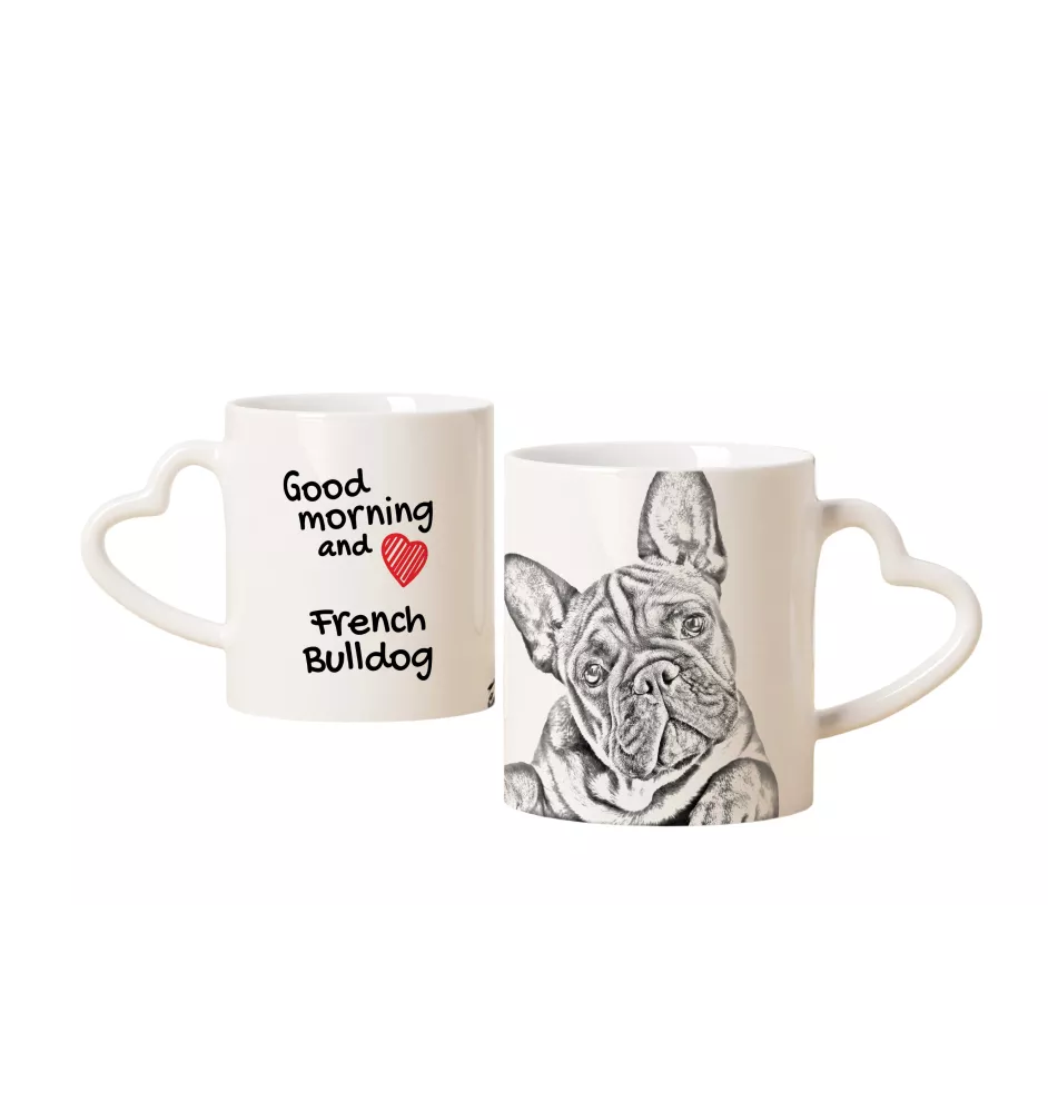 French Bulldog, Frenchie - cup with a dog, adorable cup with a heart-shaped handle, universal gift from the Art-Dog brand