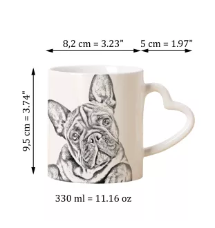 Französische Bulldogge - Tasse mit Hund, entzückende Tasse mit herzförmigem Henkel, universelles Geschenk der Marke Art-Dog