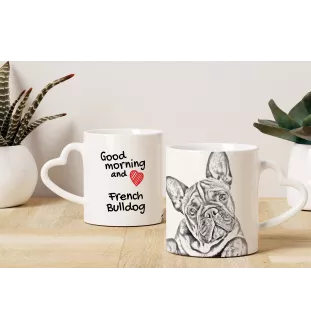Französische Bulldogge - Tasse mit Hund, entzückende Tasse mit herzförmigem Henkel, universelles Geschenk der Marke Art-Dog