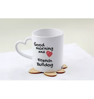French Bulldog, Frenchie - cup with a dog, adorable cup with a heart-shaped handle, universal gift from the Art-Dog brand