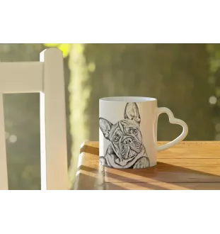 French Bulldog, Frenchie - cup with a dog, adorable cup with a heart-shaped handle, universal gift from the Art-Dog brand