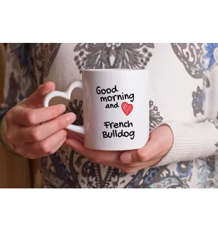 French Bulldog, Frenchie - cup with a dog, adorable cup with a heart-shaped handle, universal gift from the Art-Dog brand