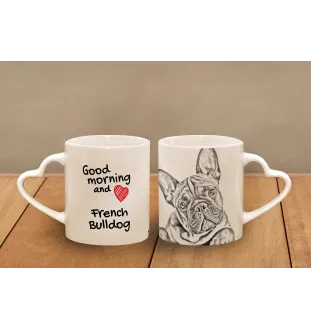 French Bulldog, Frenchie - cup with a dog, adorable cup with a heart-shaped handle, universal gift from the Art-Dog brand