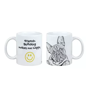 Französische Bulldogge - Tasse mit Hund, fröhliche Tasse für Hundeliebhaber, personalisiertes Geschenk der Marke Art-Dog
